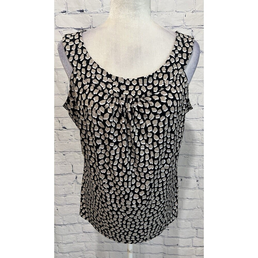 Calvin Klein sleeveless blouse with a black and beige abstract print Size Large